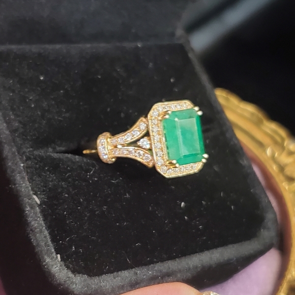 Effy 14k Emerald & diamond ring size 7 1/4 - Picture 2 of 10